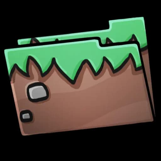 A Minecraft-style folder icon with a grass top and a dirt body